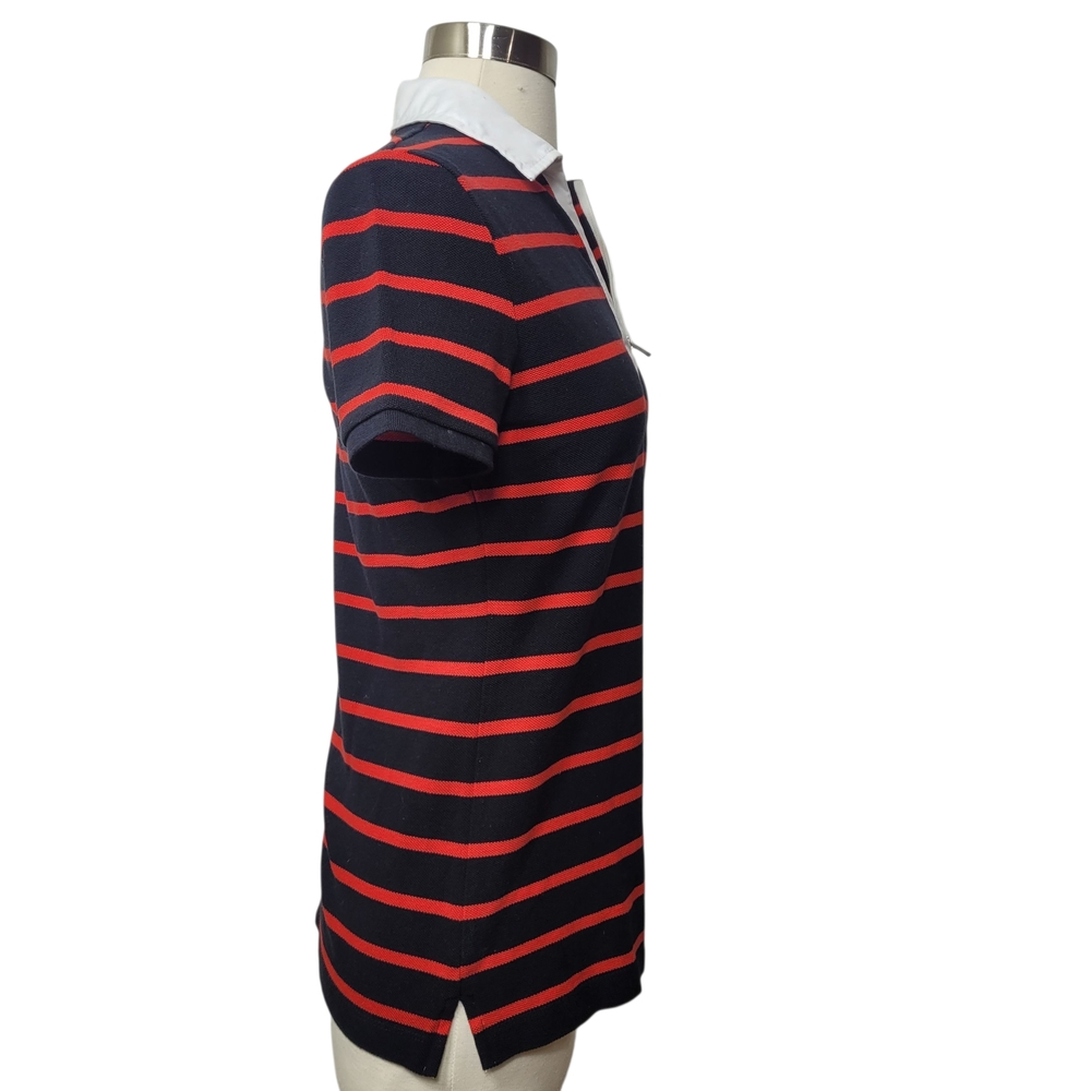 Lauren Ralph Lauren Women's Black and Red Preppy Collared Striped Top XS Petite - Picture 4 of 7